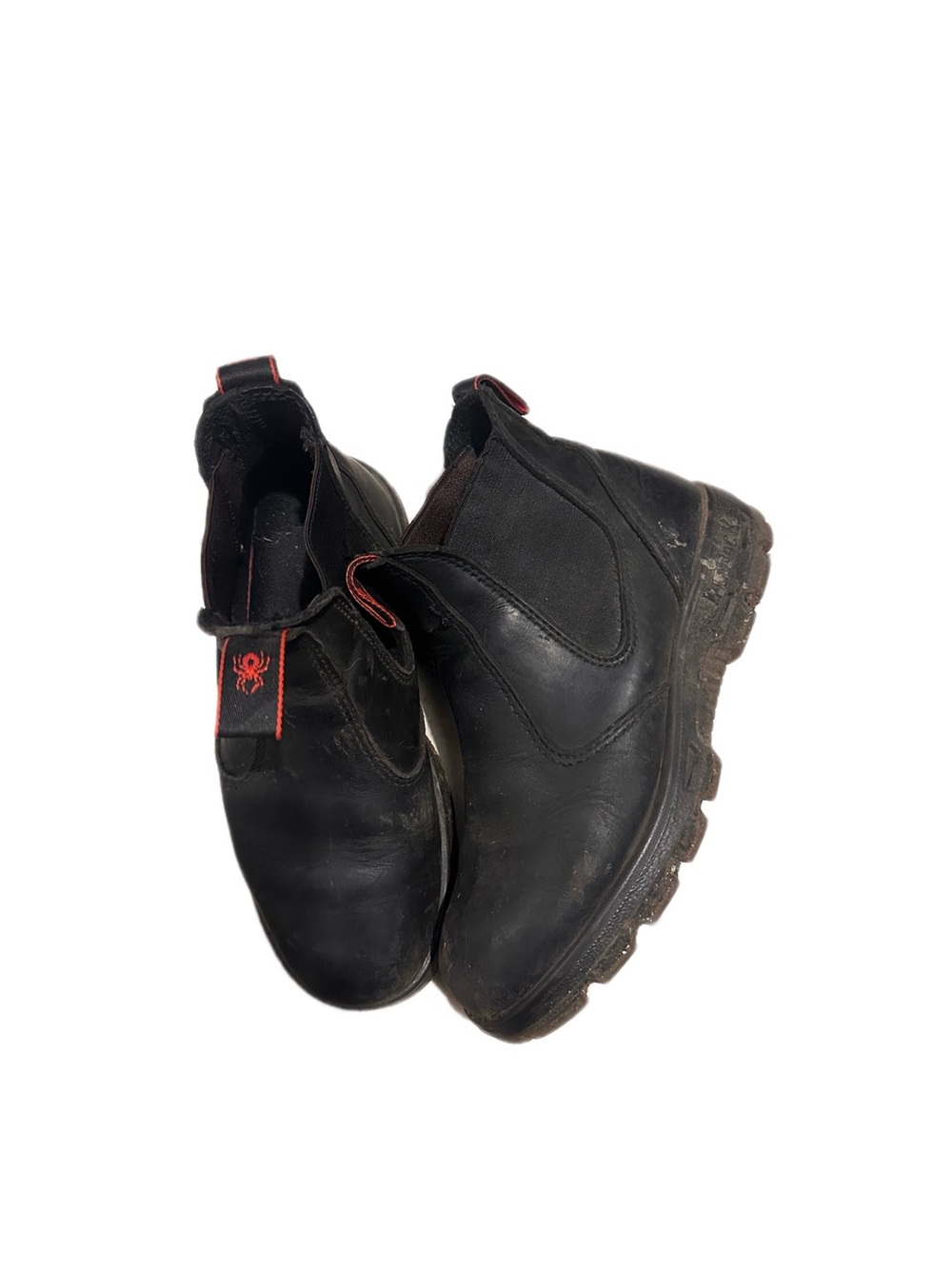 Redback Boots Black Chelsea Work Boots with Red Accents